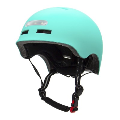 Casco Turquesa con Luz trasera y delantera (Recargable USB) para Scooter, Bicicleta y E-Bike - Talla L  [City Wheel]