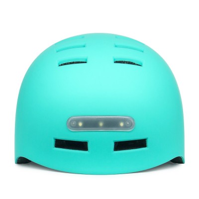 Casco Turquesa con Luz trasera y delantera (Recargable USB) para Scooter, Bicicleta y E-Bike - Talla L  [City Wheel]