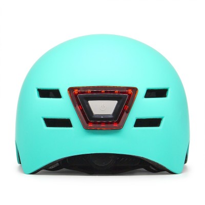 Casco Turquesa con Luz trasera y delantera (Recargable USB) para Scooter, Bicicleta y E-Bike - Talla L  [City Wheel]