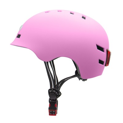 Casco Rosa con Luz trasera y delantera (Recargable USB) para Scooter, Bicicleta y E-Bike - Talla L  [City Wheel]