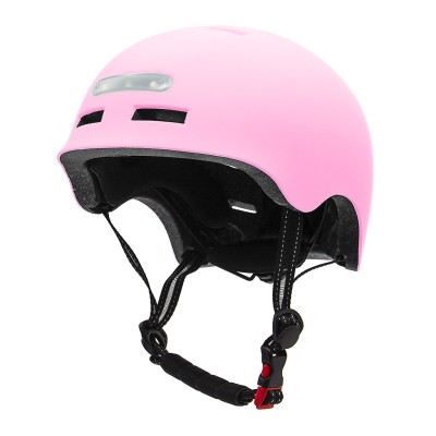 Casco Rosa con Luz trasera y delantera (Recargable USB) para Scooter, Bicicleta y E-Bike - Talla L  [City Wheel]
