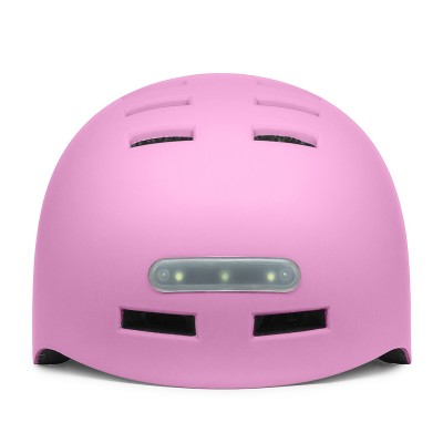 Casco Rosa con Luz trasera y delantera (Recargable USB) para Scooter, Bicicleta y E-Bike - Talla L  [City Wheel]
