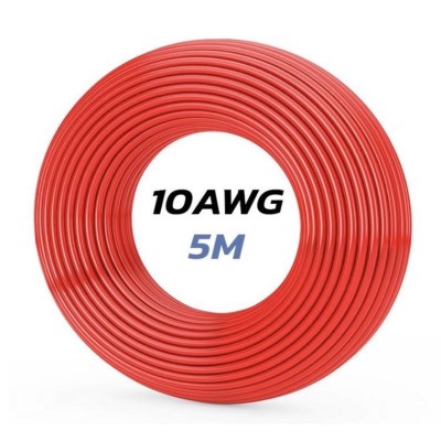 Cable 10 AWG. 5M Color Rojo