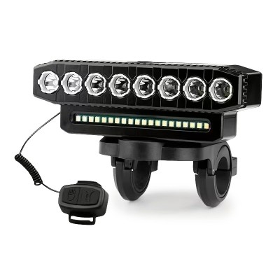 Luz delantera de 8 LED con bocina recargable USB, para scooter y bicicleta