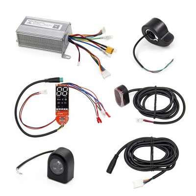 Kit electrónica genérico y Display 36V 16A 350W. Acelerador de pulgar, Cable de comunicación, Faro delantero, Luz de freno