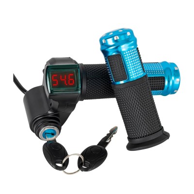 Acelerador de giro eléctrico con llave, 12-84V, Universal, eléctrico, 5 cables, pantalla de voltaje, mejorado con pantalla