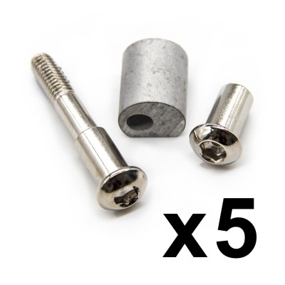 Tornillo Pasador eje de plegado para mástil Xiaomi M365 - 8/M6x50mm (Plata) (5 Uds)