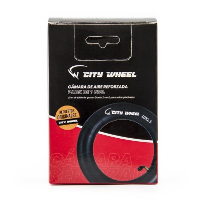 Cámara de aire Premium 10x2,5. Válvula Curva 45 grados Reforzada 130gr [City Wheel]