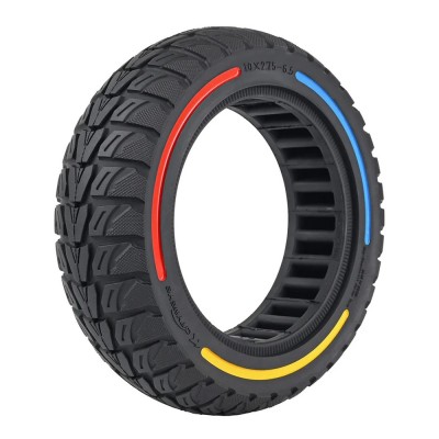 Rueda Maciza Ultraligera 10x2,75-6,5 Offroad, línea roja, azul y amarilla [Cityneye]